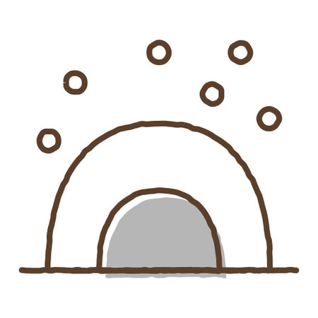 Cute hand-drawn snow hut iconsのイラスト素材