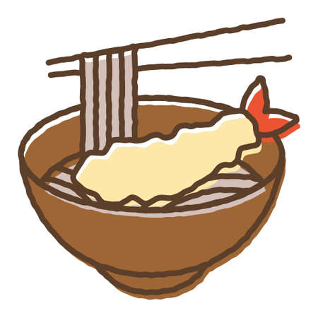 Cute hand-drawn soba noodles iconのイラスト素材