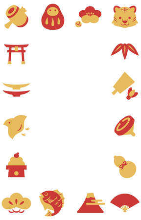 Red and Gold New Year Frameのイラスト素材