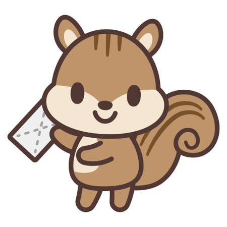Cartoon squirrel cleaning with a ragのイラスト素材