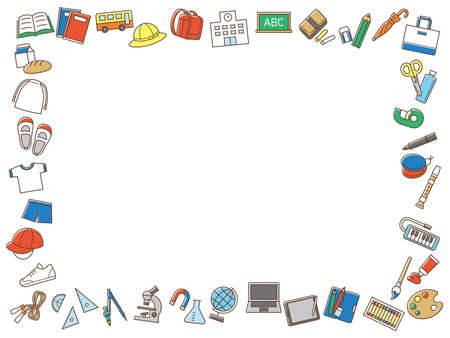 Elementary School Study Tool Frameのイラスト素材