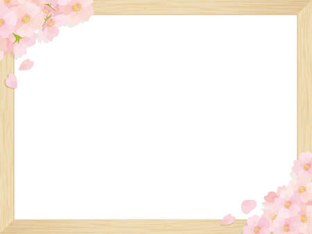 Cherry Blossoms and Picture Frame Backgroundのイラスト素材
