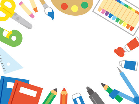 Stationery and art supplies backgroundのイラスト素材