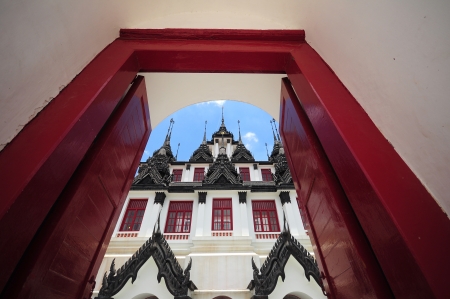 Loha Prasat Metal Palace Temple, Bangkok Thailandの写真素材