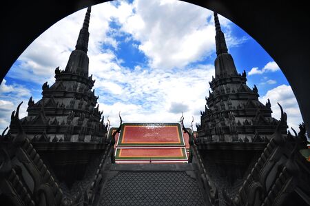 The Beautiful roof of temple on blue sky background