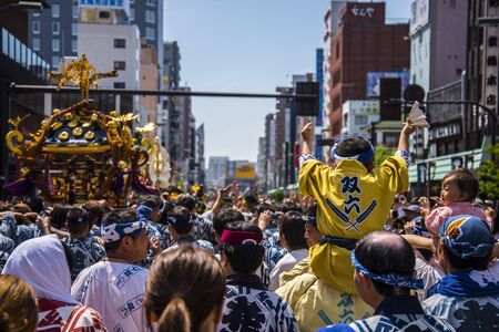17 MAY 2015 Sanja Matsuri Sanja Festival At Sensoji Temple Tokyo Japanのeditorial素材