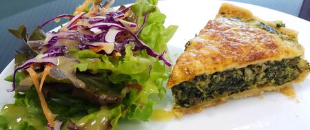 Pie with spinach and feta cheese, foodの写真素材