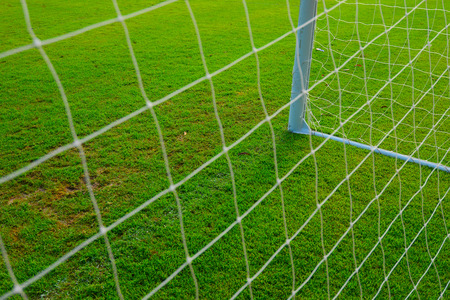 Soccer Goal with soccer fieldの写真素材