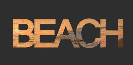Beautiful sunset at tropical beach with design text, Selective path embedded