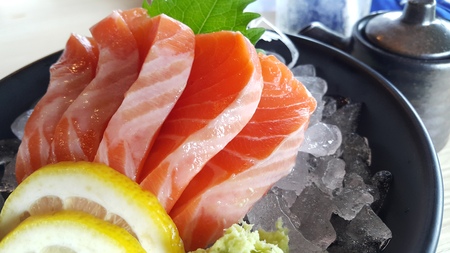 Fresh Salmon sashimiの写真素材