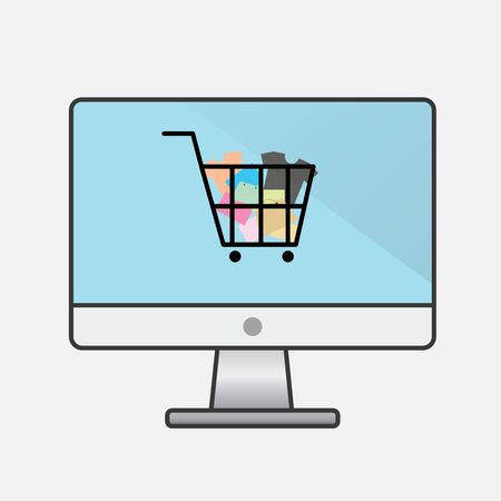 Online shopping concept icon. Shopping anywhere. Shopping from home. Online market technology. Easy...