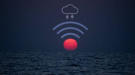 Wireless cloud technology, data communication media for big data calculation and analysis, anywhere access concept , digital twin, Internet of things concept.の写真素材