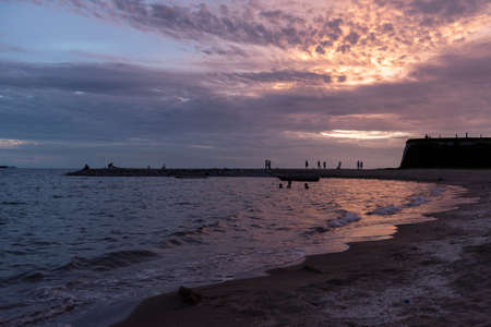 Tropical beach with amazing sky at Pattaya beach, Chonburi Thailandの写真素材