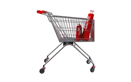 3D rendering shopping bag screen percent discount in shopping cart.の写真素材