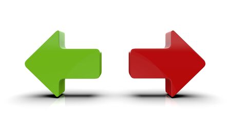 3d rendering green and red arrowの写真素材