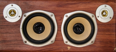 Age-old loud speaker system with wood finishの写真素材