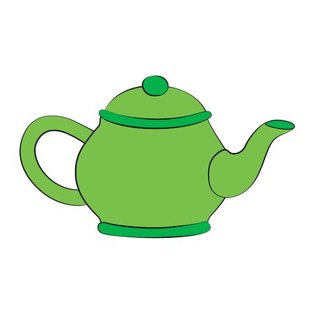 Vector cartoon teapot on white background.のイラスト素材