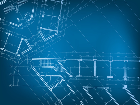 Plan of the house on a blue background.のイラスト素材