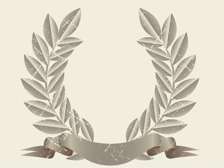 Old style laurel wreath. Grunge illustrationのイラスト素材