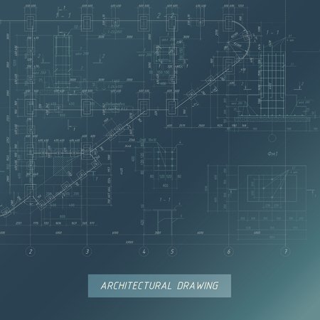 Architectural Blueprint, Building background illustration.のイラスト素材