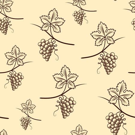 Seamless Pattern of Grape.Vintage Vector.のイラスト素材