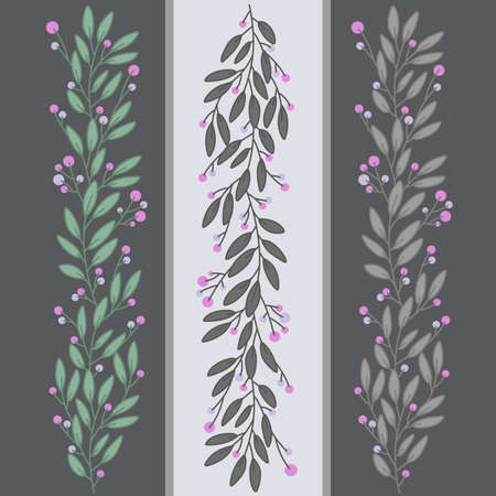 Elegant border from leaves and branches. Floral garland. vector illustrationのイラスト素材