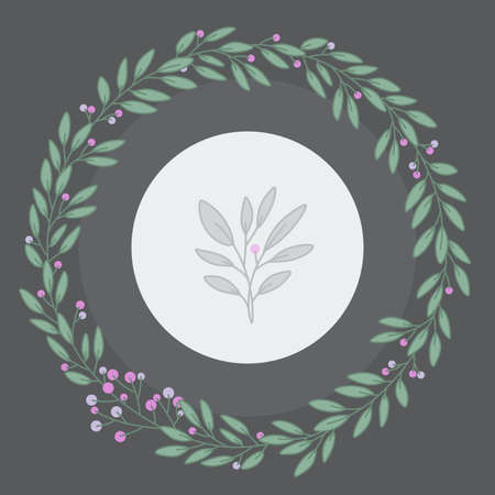 Elegant frame from leaves and branches. Floral garland. vector illustrationのイラスト素材