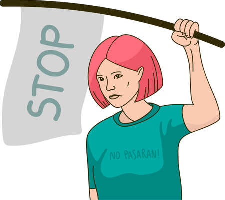 Women with Protest banner. concept. Picket Movement Poster, Banner or Flyer. vector illustrationのイラスト素材