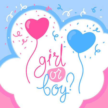 Gender Reveal Party Invitation - Girl or Boy? banner vector element designのイラスト素材