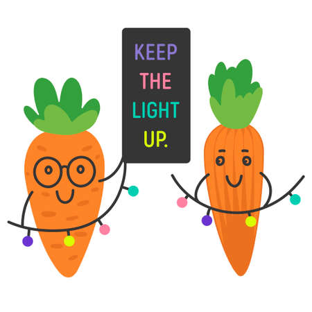 Cute carrots with lights. Vector cartoon illustration.のイラスト素材