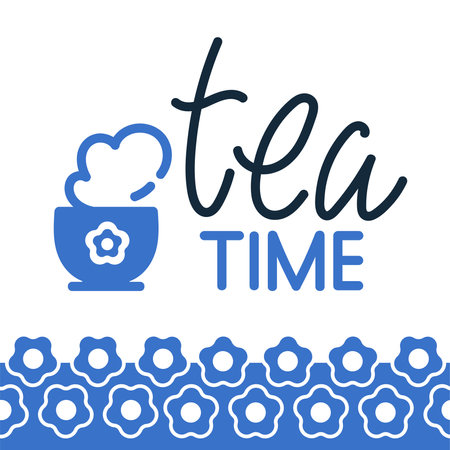 Tea time logo, silhouette for your design. Hand writing lettering Tea Time.のイラスト素材