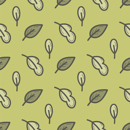Seamless pattern doodle floral elements. Autumn set. Herbs, berries and leaves.のイラスト素材