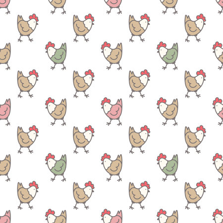 Seamless pattern with chicken characters. Background for your designのイラスト素材