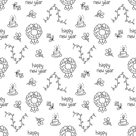 Seamless pattern with Christmas icons. Backgroundのイラスト素材