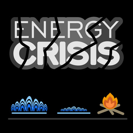 Energy crisis icon symbol. No gas, fire is burningのイラスト素材