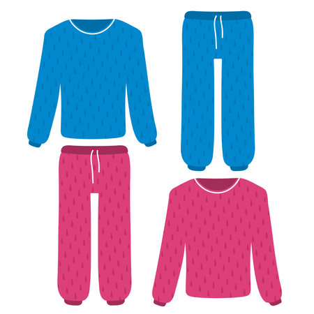 Nightwear. Blue and pink pajamas Thermal underwearのイラスト素材