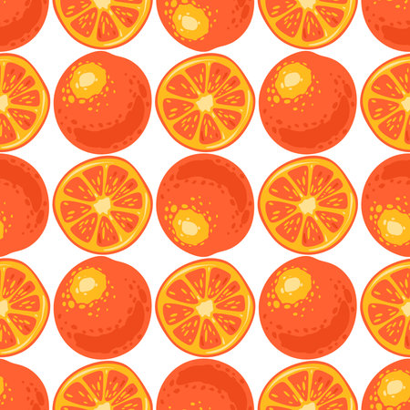 Seamless tropic pattern oranges. Citrus fruitsのイラスト素材