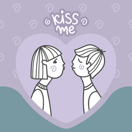 Love design with cartoons design. Wedding cardのイラスト素材