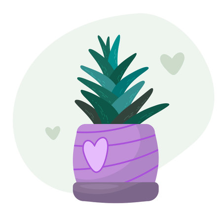 Aloe vera in the pot on white backgroundのイラスト素材