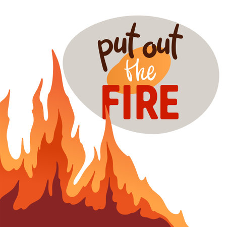 Forest fire. Dangerous wildfire. Put out the fire.のイラスト素材