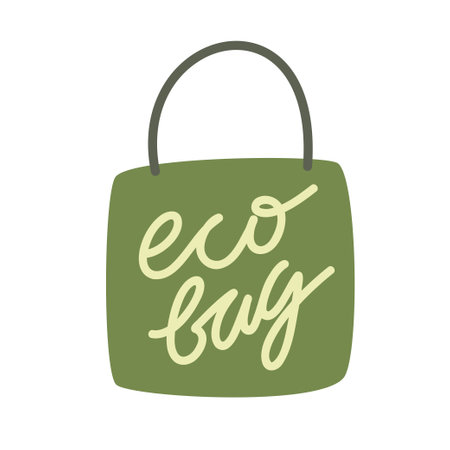 Eco Cloth Bag Tote Isolated on green background.のイラスト素材