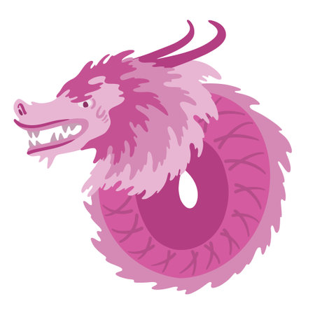 Traditional Chinese pink dragon symbol 2024のイラスト素材
