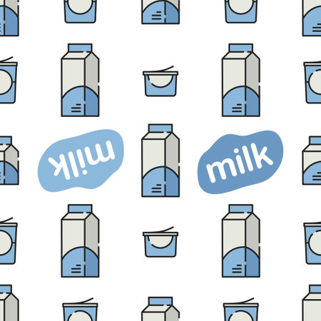 Cartoon icon milk box seamless pattern backgroundのイラスト素材