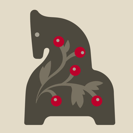 Stylized figure of a horse painted. Folk artのイラスト素材