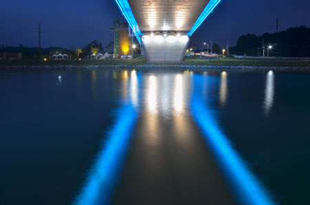 Reflection blue color under bridge in seoul,South Koreaの写真素材