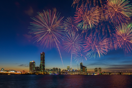 Fireworks Festival in Seoul City, South Korea.の写真素材