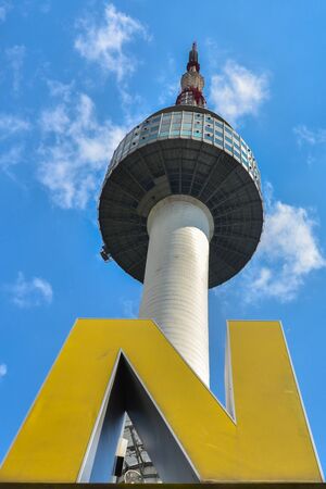 Namsan Tower, and the blue sky in Seoul,South Koreaのeditorial素材