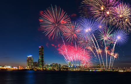 Colorful fireworks in Seoul ,South Koreaのeditorial素材