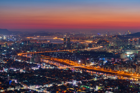 Korea,Seoul at night, South Korea city skyline.