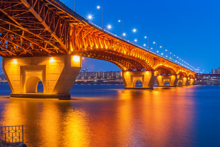 Seongsu bridge at nigth in seoul,korea.の写真素材